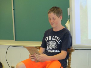 Matthew reading his story